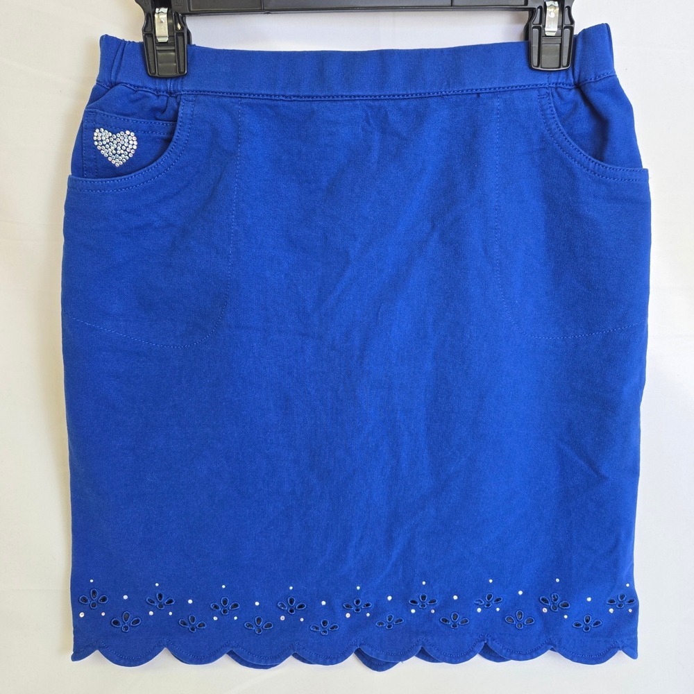 Quacker Factory DreamJeannes Smile N' Style Scalloped Skort Royal Blue Small New